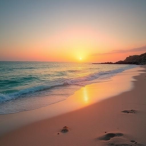 Stunning beach with turquoise water at sunset